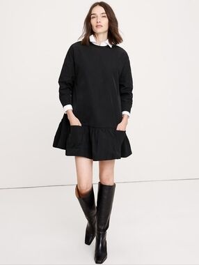 Banana Republic Taffeta Mini Dress Black NWT